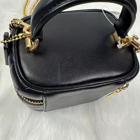 Coach Ava Crossbody Bag With Quilting In Gold/Black Leather CY730 - Picture 2 of 11